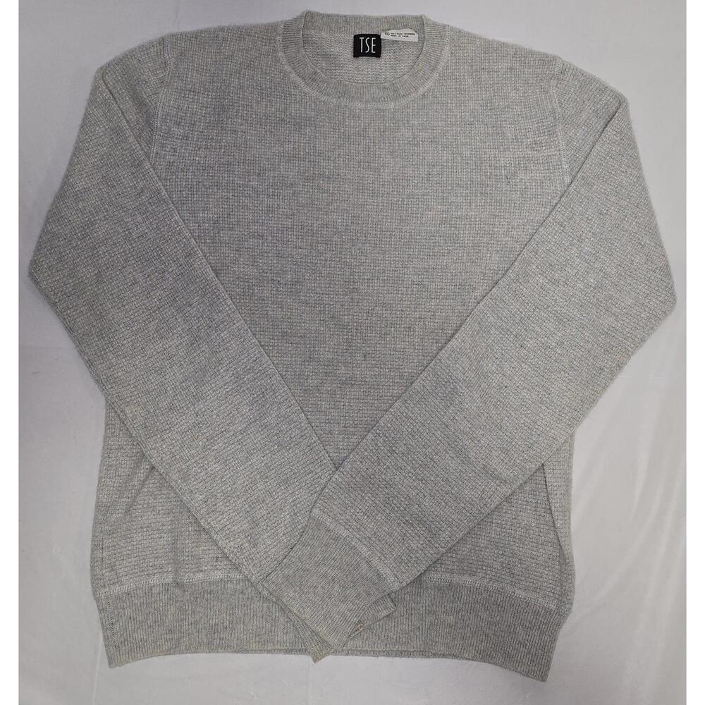 TSE 100% Cashmere Sweater - Light Gray Waffle Knit - Size S